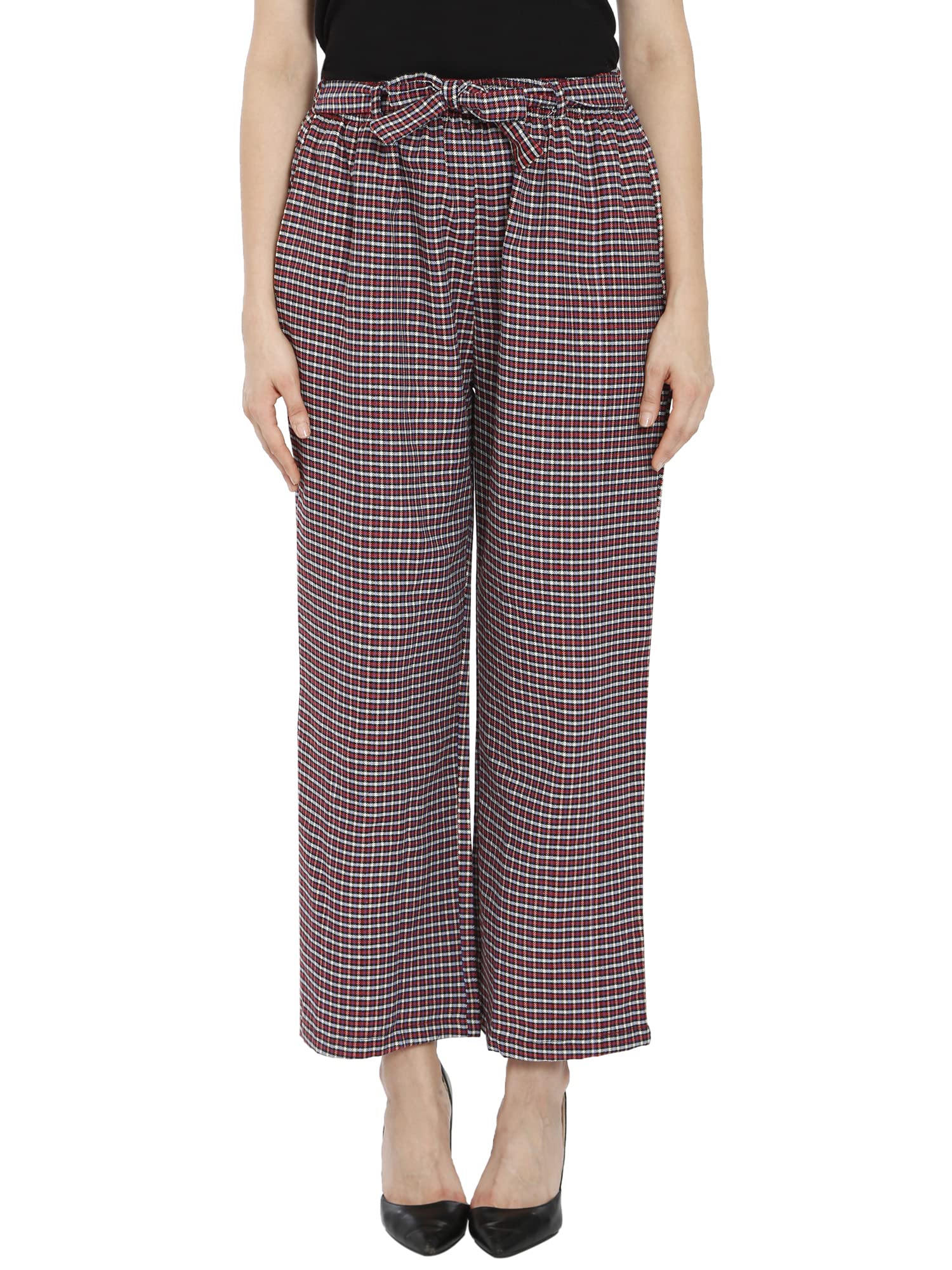 tnq Women Winter Wear Checkered Palazzo || Woolen Belted Checked Palazzo || Straight Fit Wollen Palazzo with Pockets-picture-44