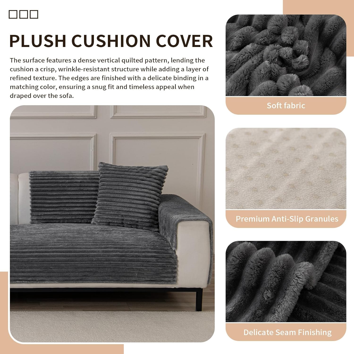 Waterproof Couch Cover for Dogs, Sofa Covers Washable & Non-Slip, Soft Dog Bed Blanket Protector for Sectional, Loveseat, Car, Camping (Dark Grey, 35"x 62" 1 Pack)