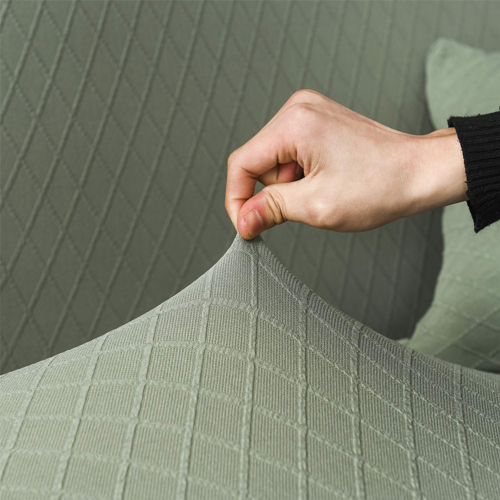 Sofa Überwürfe Jacquard sofabezug Sofa überzug Elastische Stretch Spandex Couchbezug Sofahusse Sofa Abdeckung, Couchhusse Spannbezug für Sofa mit Armlehne (Grün,M)