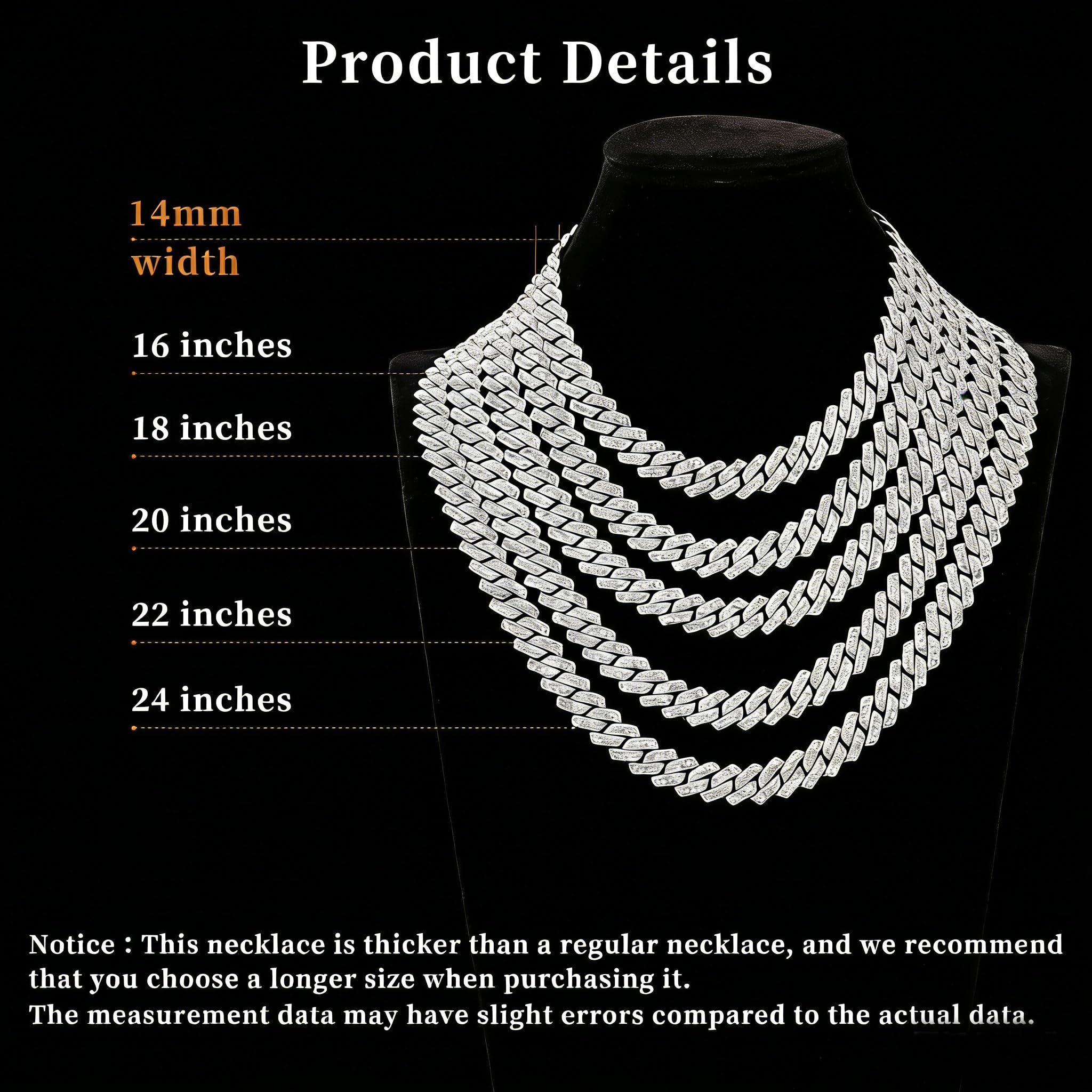 Esmoly Hip Hop Collana Uomo Argento/14K Oro Iced Out Catena Cubana Regalo Uomo Ragazzo 14mm