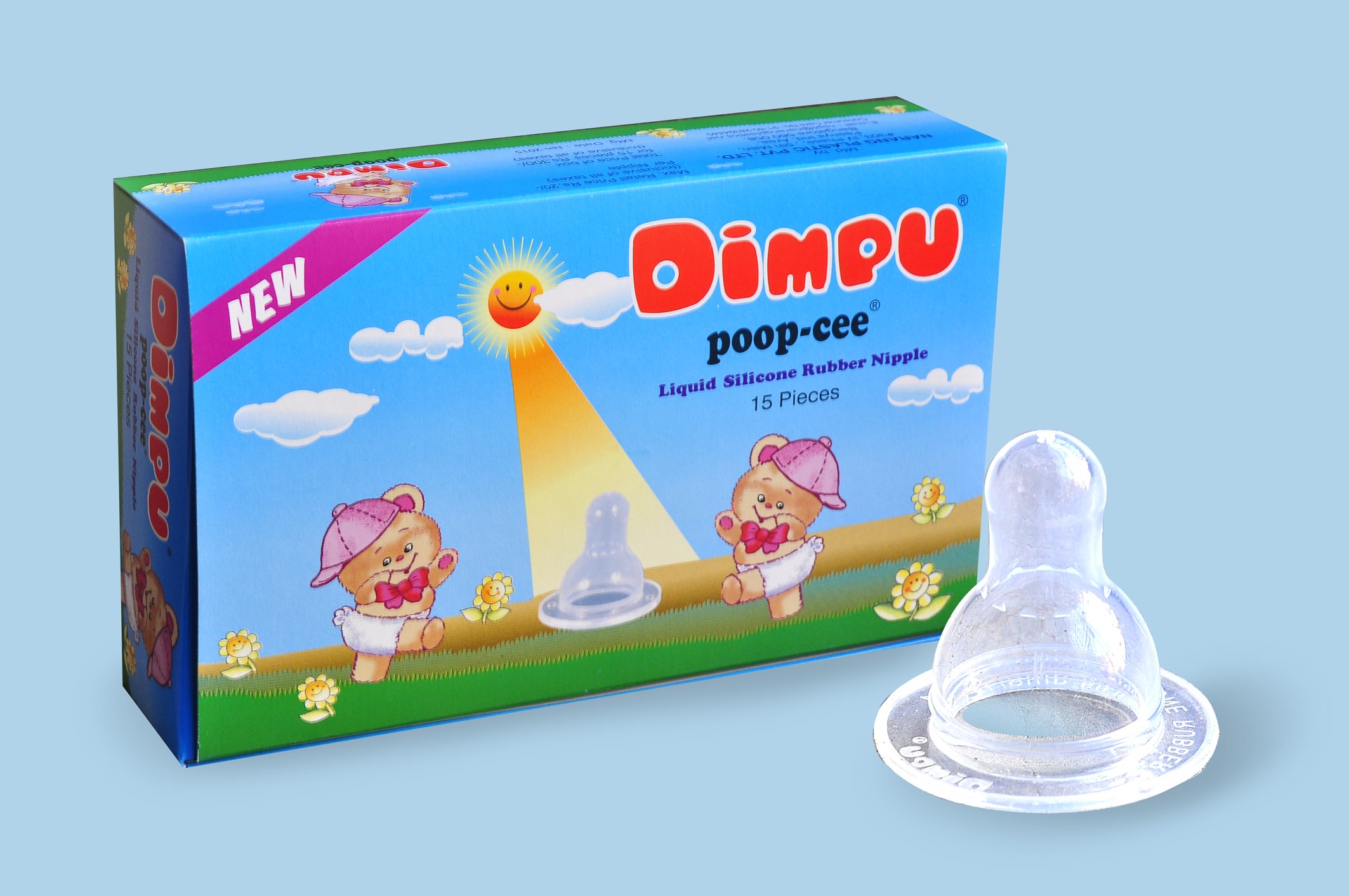 DimpuDimpu Silicone Rubber Nipple (Multicolor, 15 Pieces)