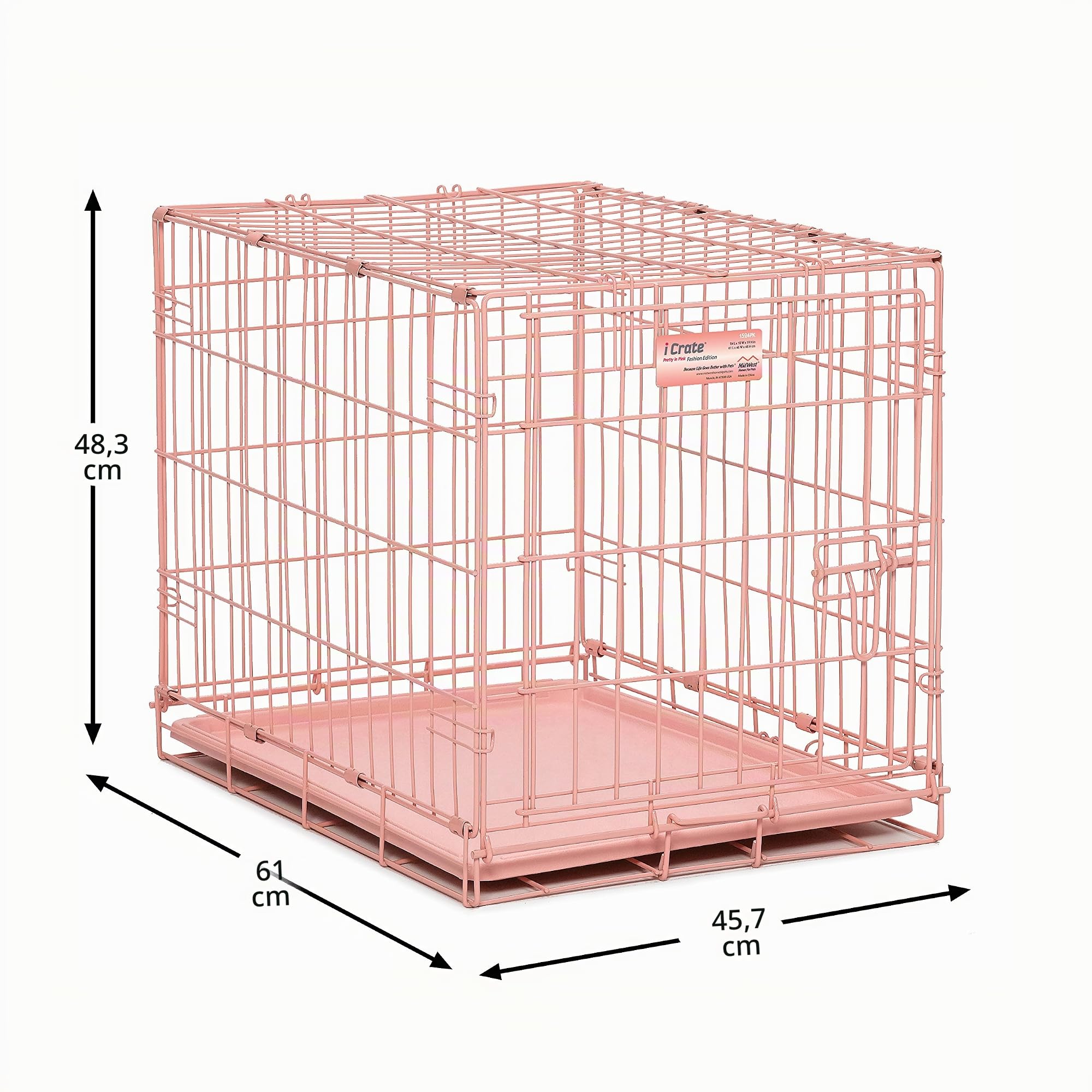 MidWest Homes for Pets Pink Fashion iCrate Hundebox-Starterset, für kleine Hunde, inklusive Hundebox, Haustierbett, 2 Näpfe und Sichtschutz, modisch rosa, 61 cm