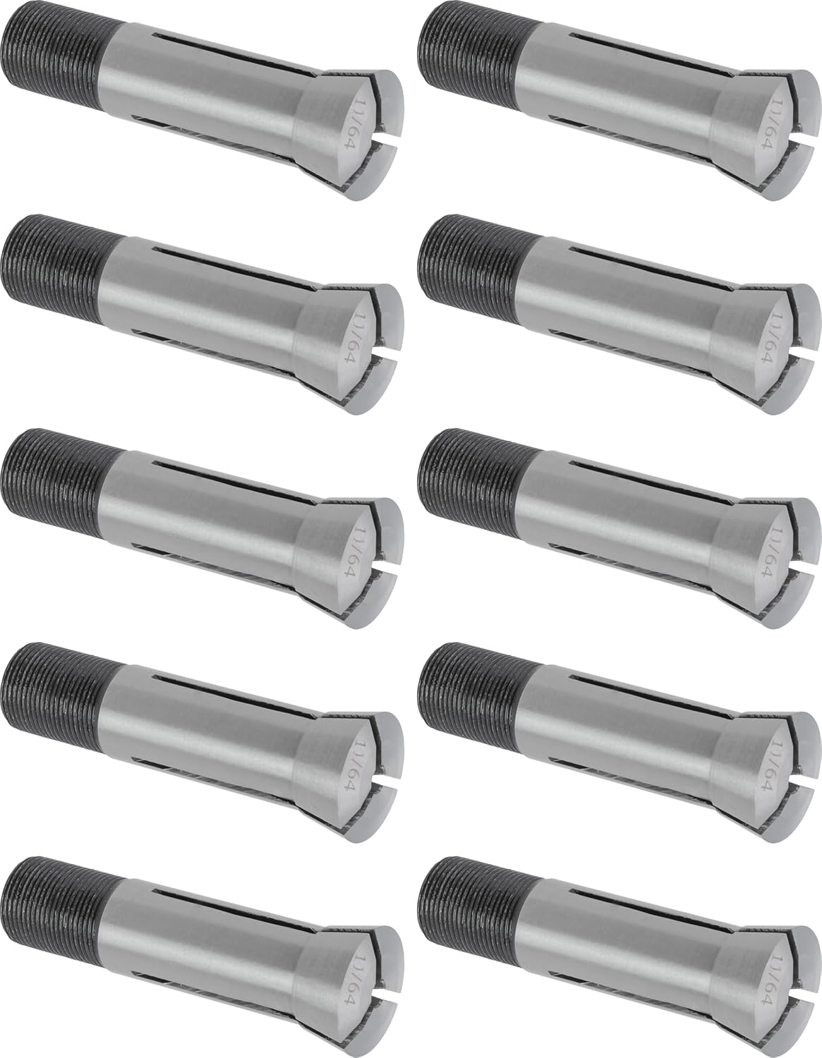 CME 10 pcs Round 3C Collets, 11/64" Size, 0.64"-26 External Thread, Hardened and Spring Tempered Steel
