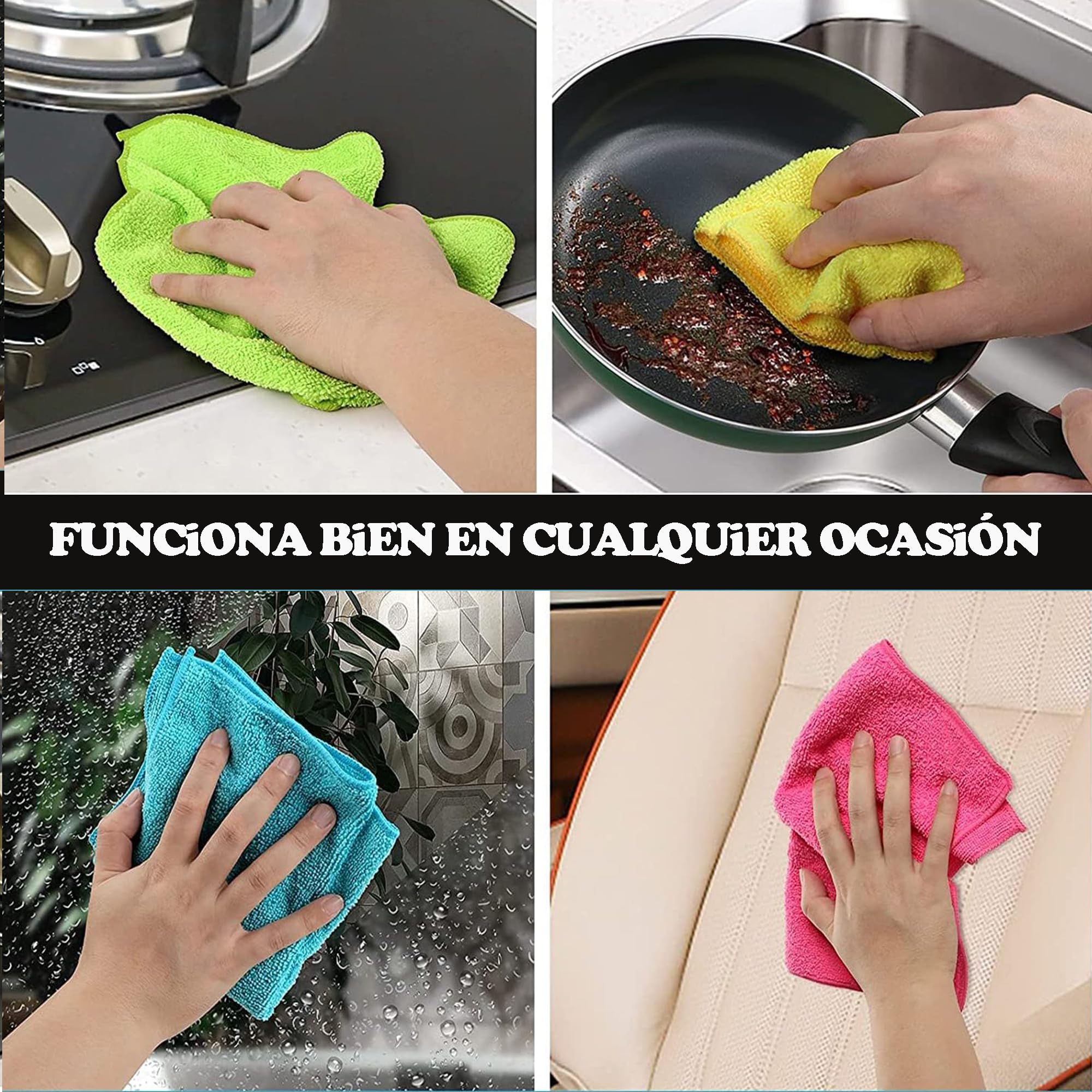 various Bayeta de Microfibra Limpieza 48 Unidades,Toalla Trapos de Limpieza Reutilizazbles,Paños de Limpieza Lavable sin Rayas sin Pelusa para Casa, Cocina, Coche,Multicolor 40x60cm