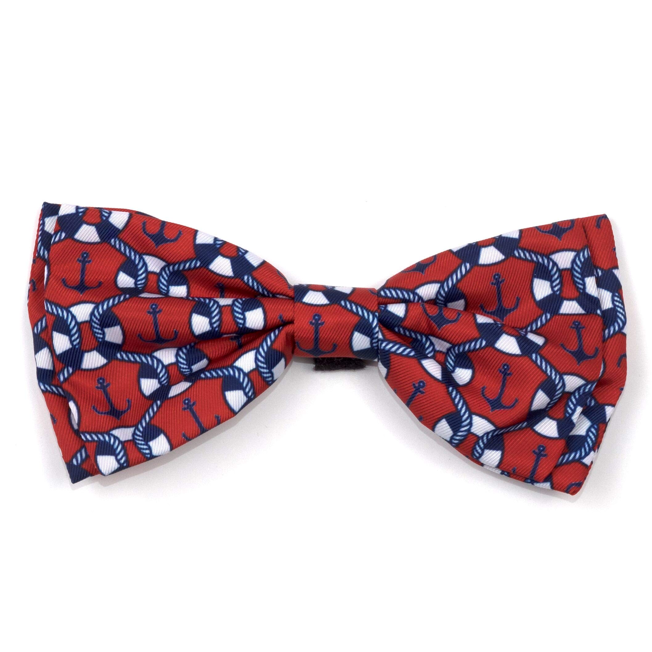 The Worthy Dog Ships Ahoy Anchor and Lifesaver Pattern Comfortable Casual Bow Tie Cute Dog Accessories Fit Small Medium and Large Dogs - Red Color Large 21858-4092LG