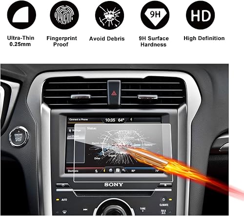RUIYA Proteggi schermo vetro temperato per  2014-2017  Ford Mondeo  SYNC 2 3  Sistema navigazione Pellicola protettiva HD 8 pollice 