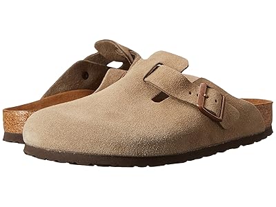 Birkenstock Boston Soft Footbed - Suede (Unisex) Clog Shoes Taupe Suede