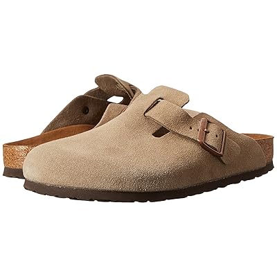 Birkenstock Boston Soft Footbed Suede (Unisex) Clog Shoes Taupe Suede