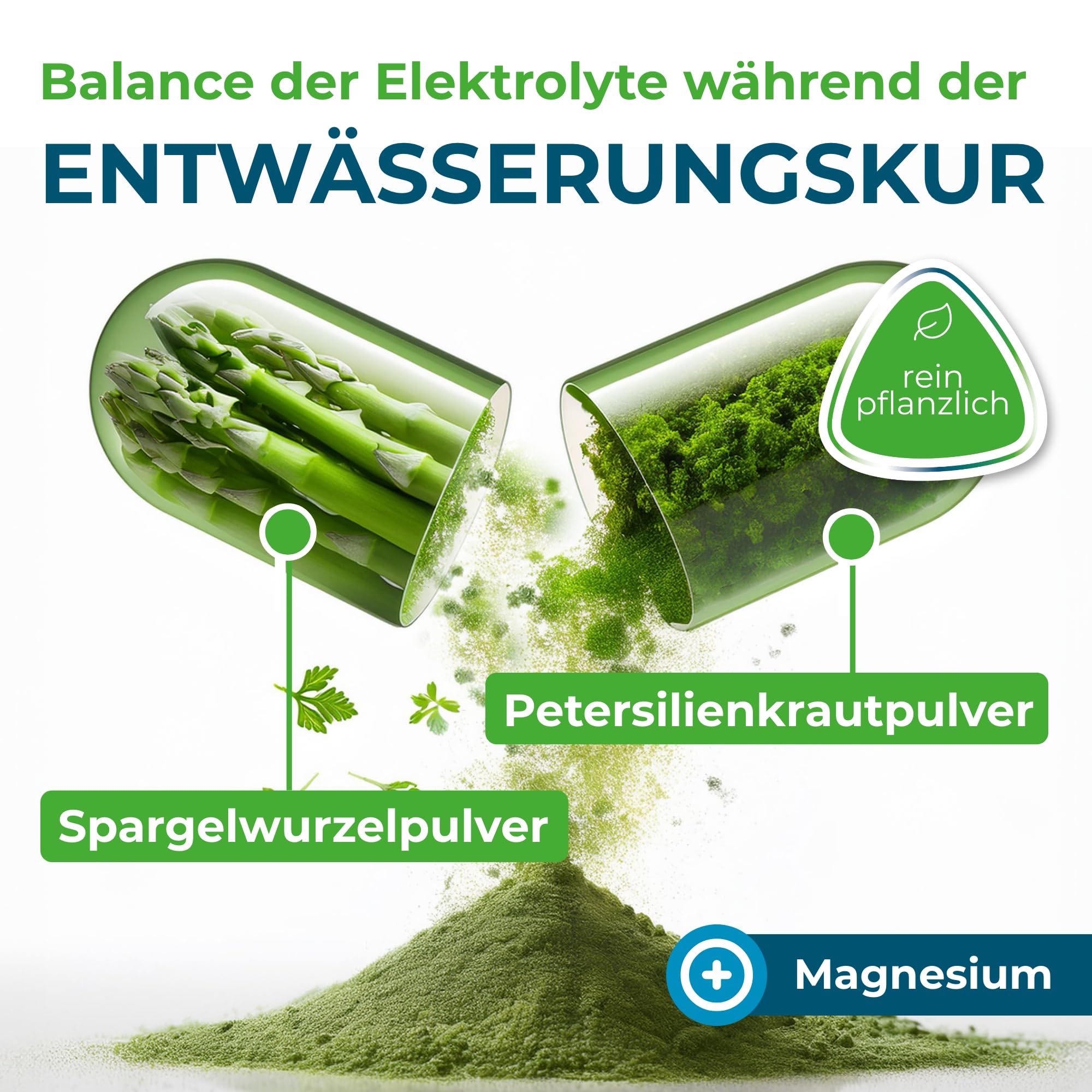 Aqua Balance – Ideal für Entwässerungskuren | Magnesium trägt zum Elektrolytgleichgewicht bei · Mit Petersilie & Spargel · Vegan · Ohne künstliche Zusätze
