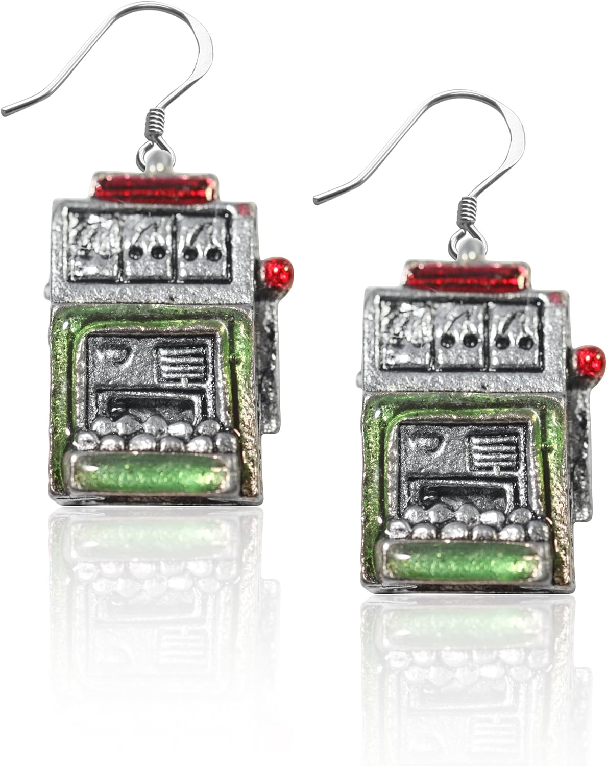 Whimsical Gifts Handpainted Casino Charm Earrings Collection | Handmade in USA | Antique Gold or Silver Finish | French Wire Hooks | Lead-free Pewter