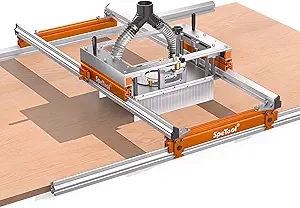 SpeTool Xpert Router Sled for Flattening Slabs with Continuous Height Adjustment & Dust Collection, Easy-to-install 3-Axis Aluminum Slab Flattening Jig, Spoilboard Slab Flattening Mill for Woodworking