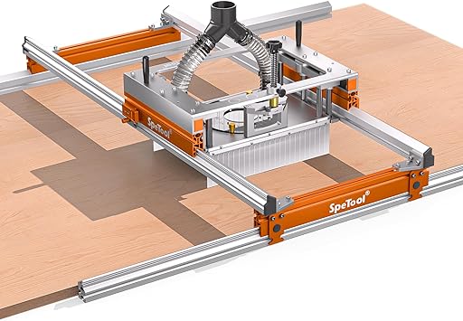 SpeTool Xpert Router Sled for Flattening Slabs with Continuous Height Adjustment & Dust Collection, Easy-to-install 3-Axis Aluminum Slab Flattening Jig, Spoilboard Slab Flattening Mill for Woodworking