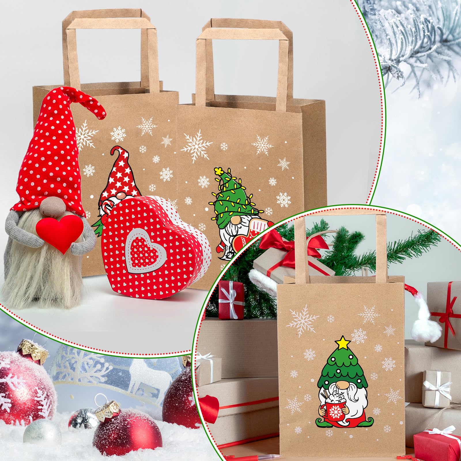 Kolldenn 36 bolsas de regalo de Navidad, bolsa de papel kraft con asas, reutilizable, bolsa de regalo de Navidad, bolsa de regalo de Navidad, bolsa de regalo de Navidad, bolsa de regalo de Navidad,