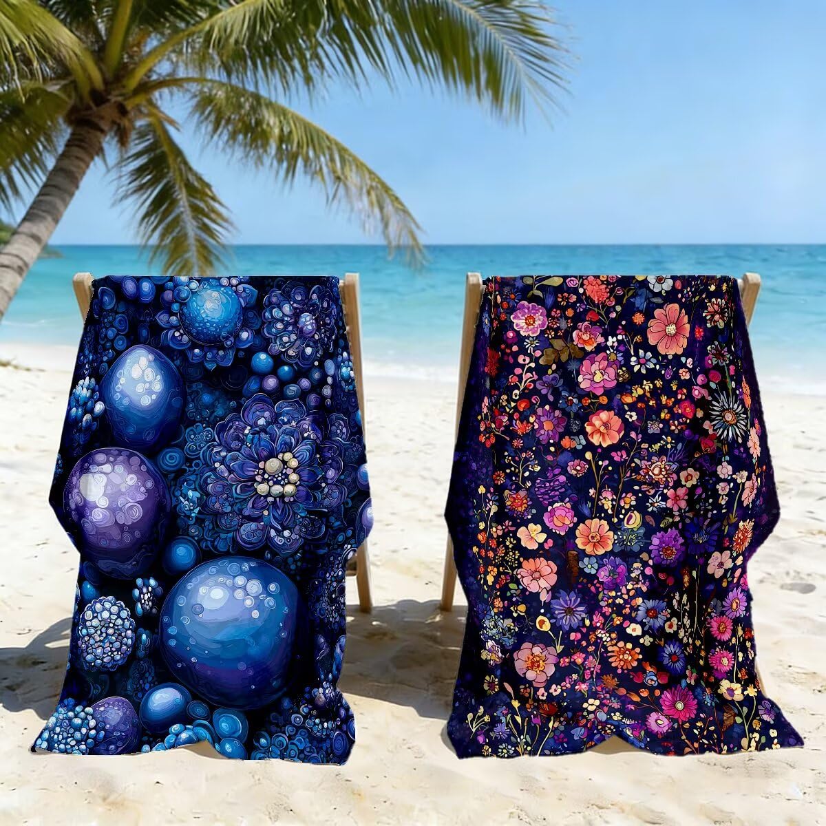 Toalla Playa 100x220 cm, Toalla Gimnasio Microfibra Secado Rapido, Juego de 2 Antiarena Toallas de Playa, Ligera Compacta Toallas Microfibra Grande para Viaje, Regalo Hombre Regalo Mujer (Rural) -5023