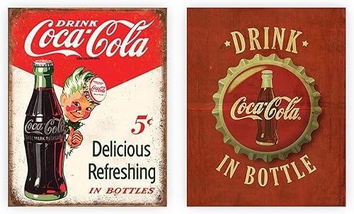 Coca-Cola Bottle/Cap- Bar Wall Art Decor Signs, Unique Distressed Antique Wall Art Replica Prints, Ideal for Retro Home Decor, Kitchen Wall Decor.