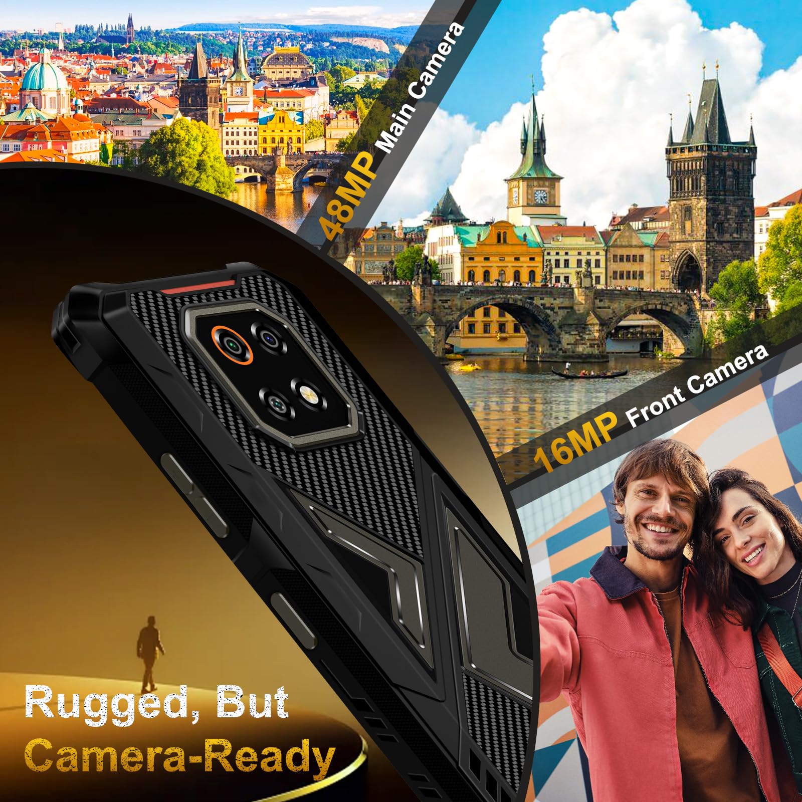 CUBOT Kingkong ES 3 Rugged Smartphone Android 15, 10200mAh/33W Batteria, 16GB+256GB/1TB Telefono Indistruttibile, 6.74'' Cellulare da Lavoro, 48MP+16MP, 4G Dual SIM/NFC/IP68/IP69K/Face ID/GPS/15.3mm