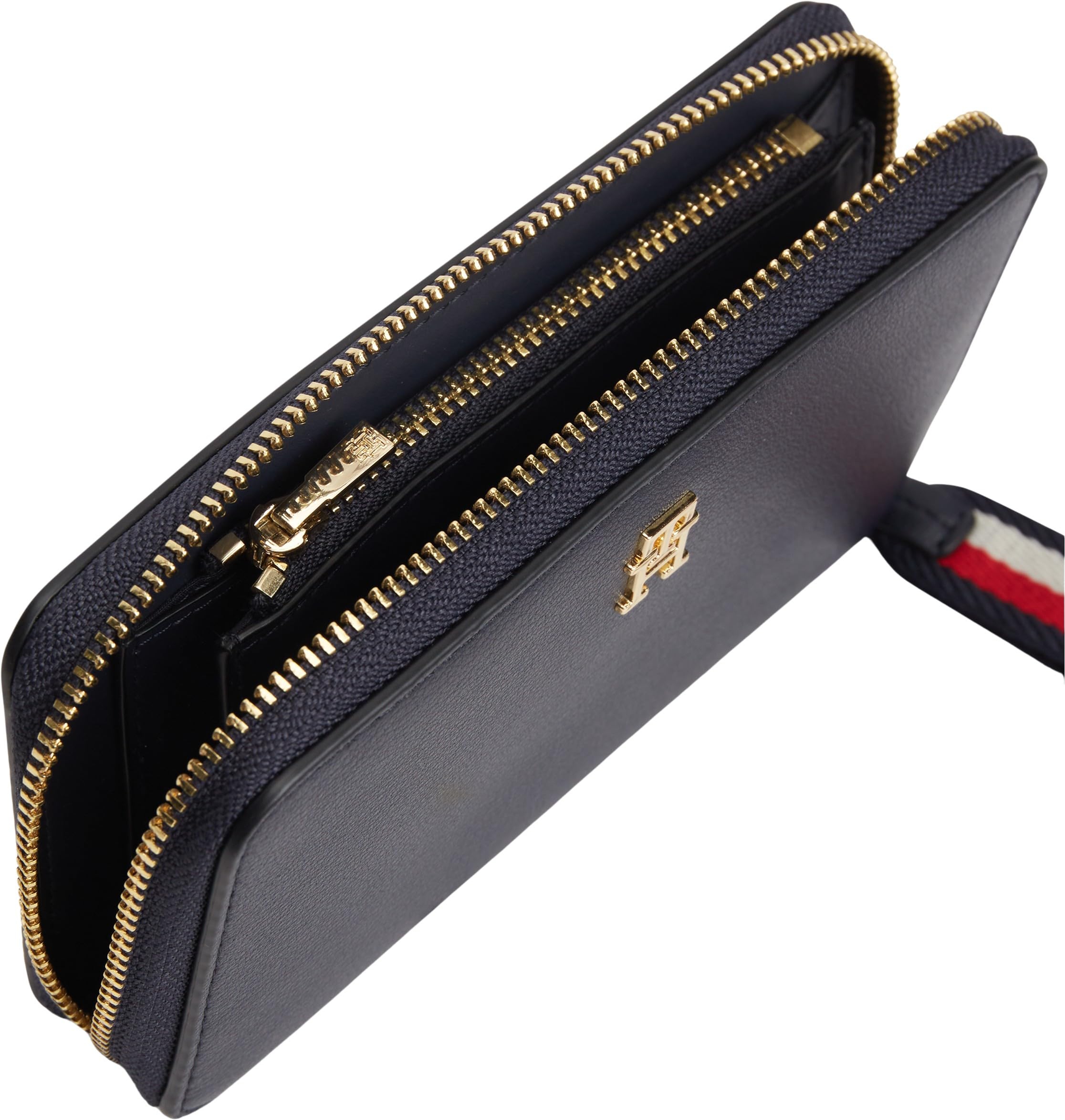 Tommy Hilfiger Th Logotape Compact Zip Around Aw0aw18699, andere Geldbörsen, Damen, Blau (Space Blue Corp), Einheitsgröße
