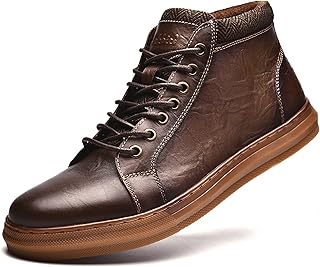 Men's Casual Oxford Sneaker Boot Genuine Leather Upper Mid-Top Fashion Design Walking Ankle Boots Shoe for Men Botas Casuales Para Hombres