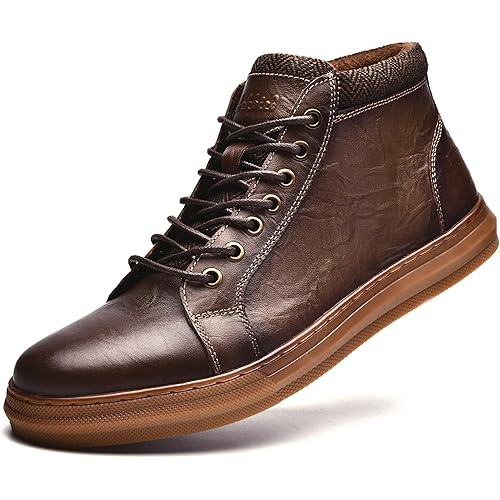 Arkbird Men's Casual Oxford Sneaker Boot Genuine Leather Upper Mid-Top Fashion Design Walking Ankle Boots Shoe for Men Botas Casuales Para Hombres