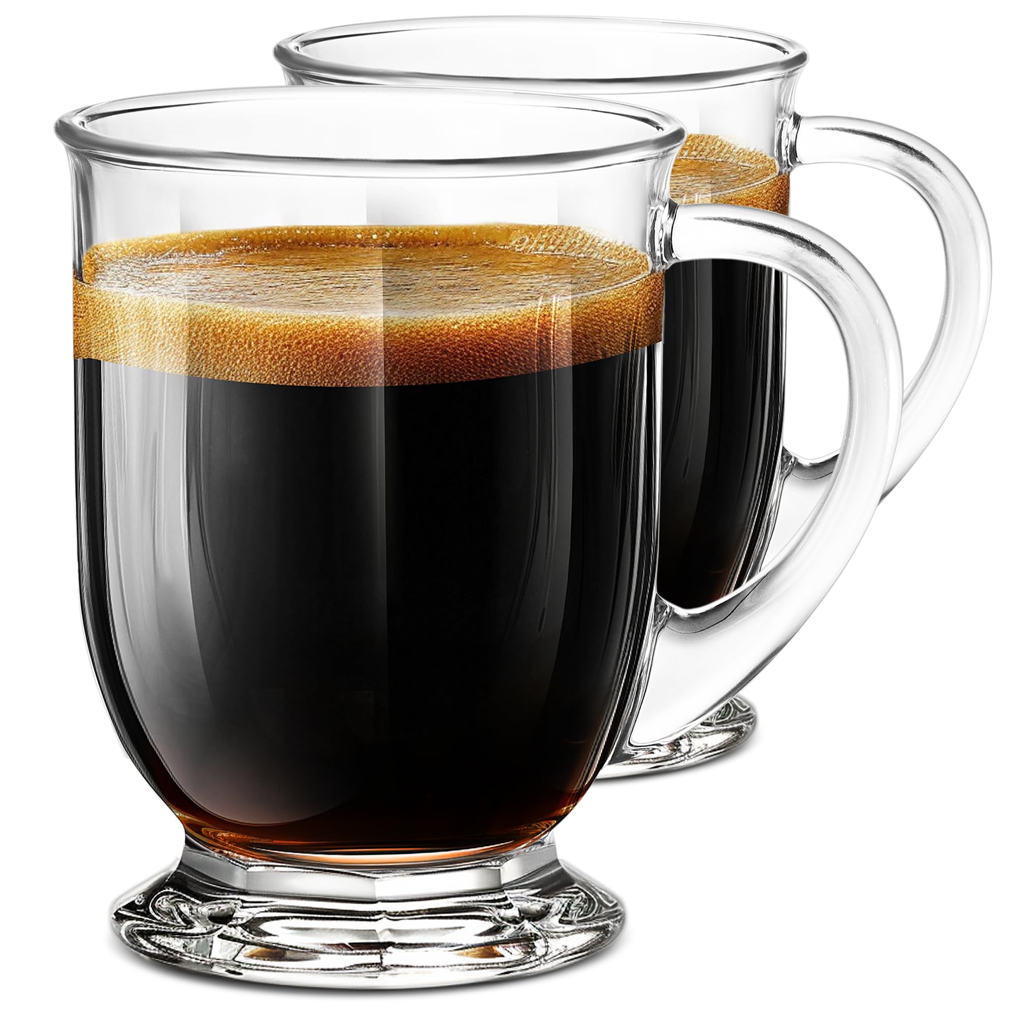 Amazon.com | LUXU 24 OZ Glass Coffee Mugs (Set of 2), Large Clear Mugs With  Handles for Hot and Cold Beverages, Durable for Tea, Cappuccino, Latte,  Juice, Milk, Hot Chocolate, Beer: Irish