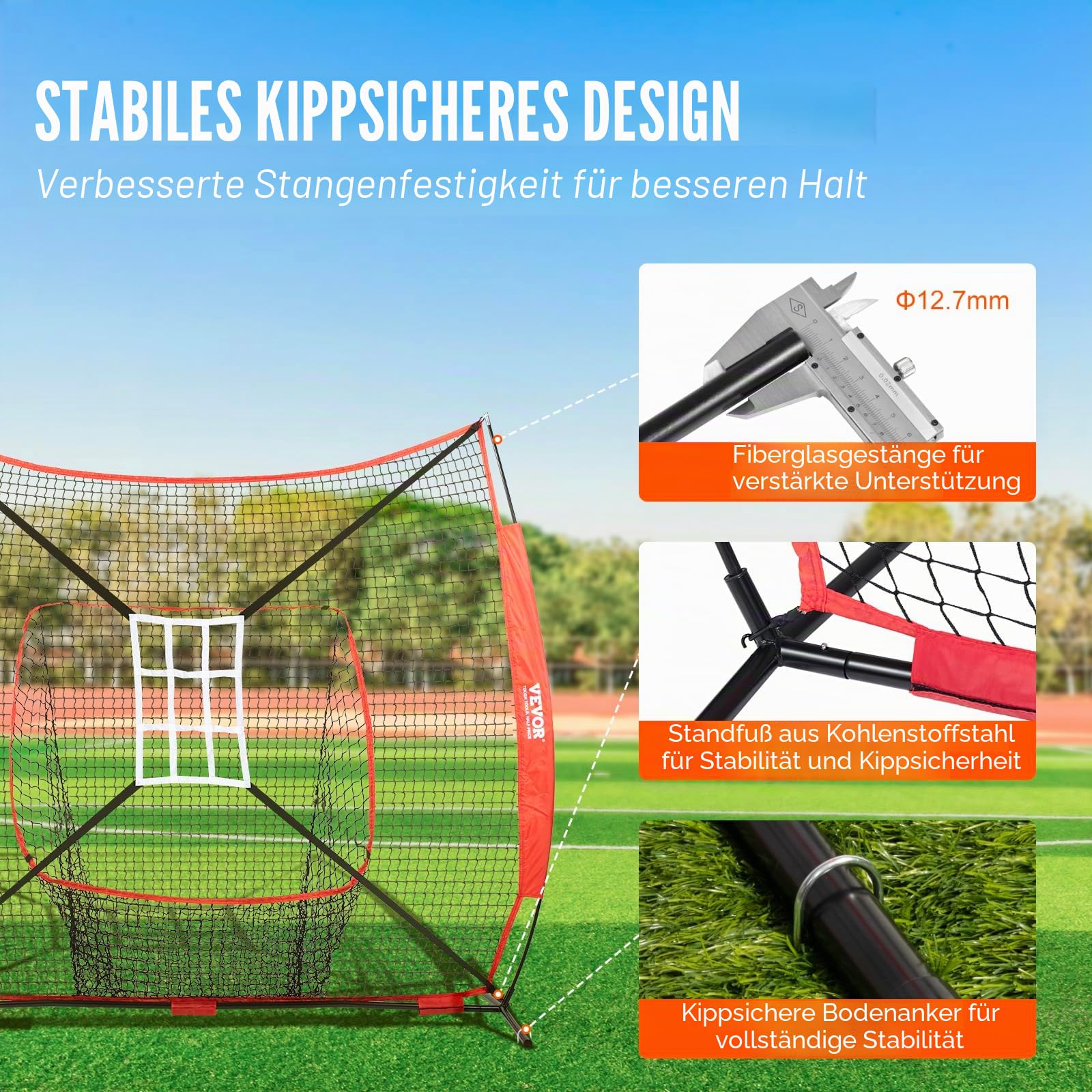 VEVOR Baseball-Softball-Übungsnetz, tragbares Baseball-Trainingsnetz zum Schlagen, Schlagen, Fangen, Pitching, Backstop-Baseballausrüstung mit Bogenrahmen, Tragetasche, Schlagzone, Schlag-T-Shirt