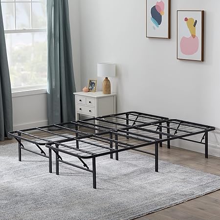 Linenspa 14 Inch Folding Metal Platform Bed Frame - 13 Inches of Clearance - Tons of Under Bed Storage - Heavy Duty Construction - 5 Minute Assembly - Full