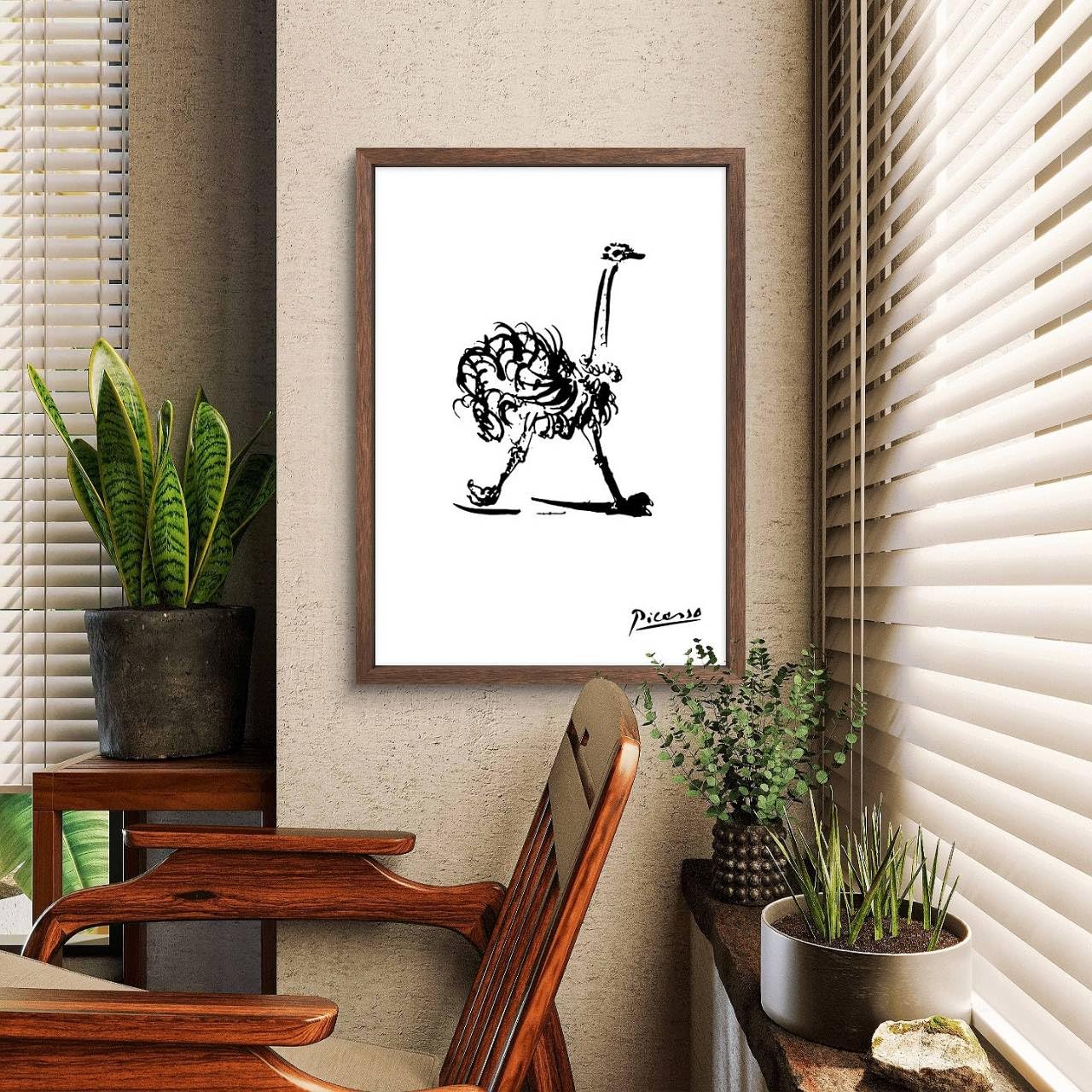 Amazon.co.jp: ピカソ ダチョウの絵 A4サイズ フレーム付き