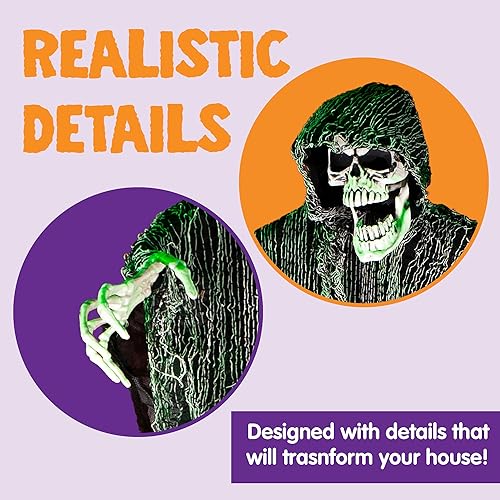 Miniatura 4 de JOYIN Parcas colgantes de Halloween (paquete de 3), una de 47 pulgadas y dos de 35 pulgadas, esqueleto de Halloween fantasma volador para decoración