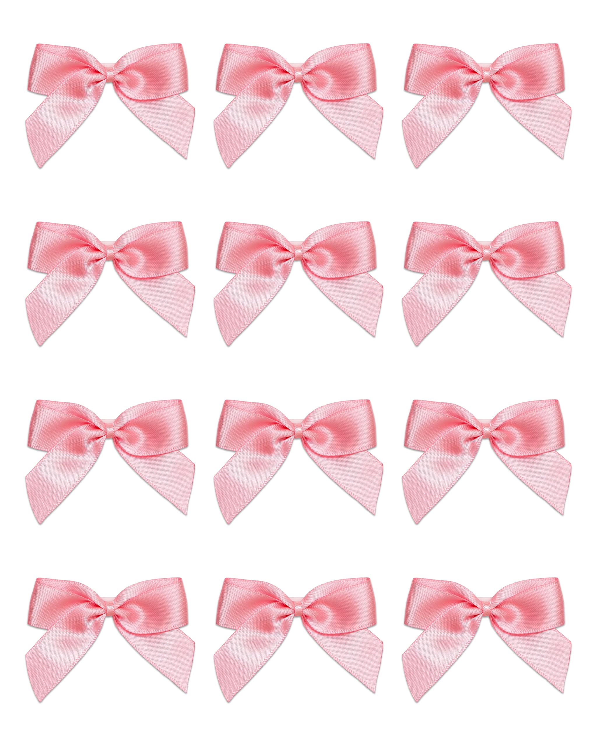 Italian Options Satin Ribbon Bows Self Adhesive 12-Piece Pack, 5 cm Bow Width, Pink