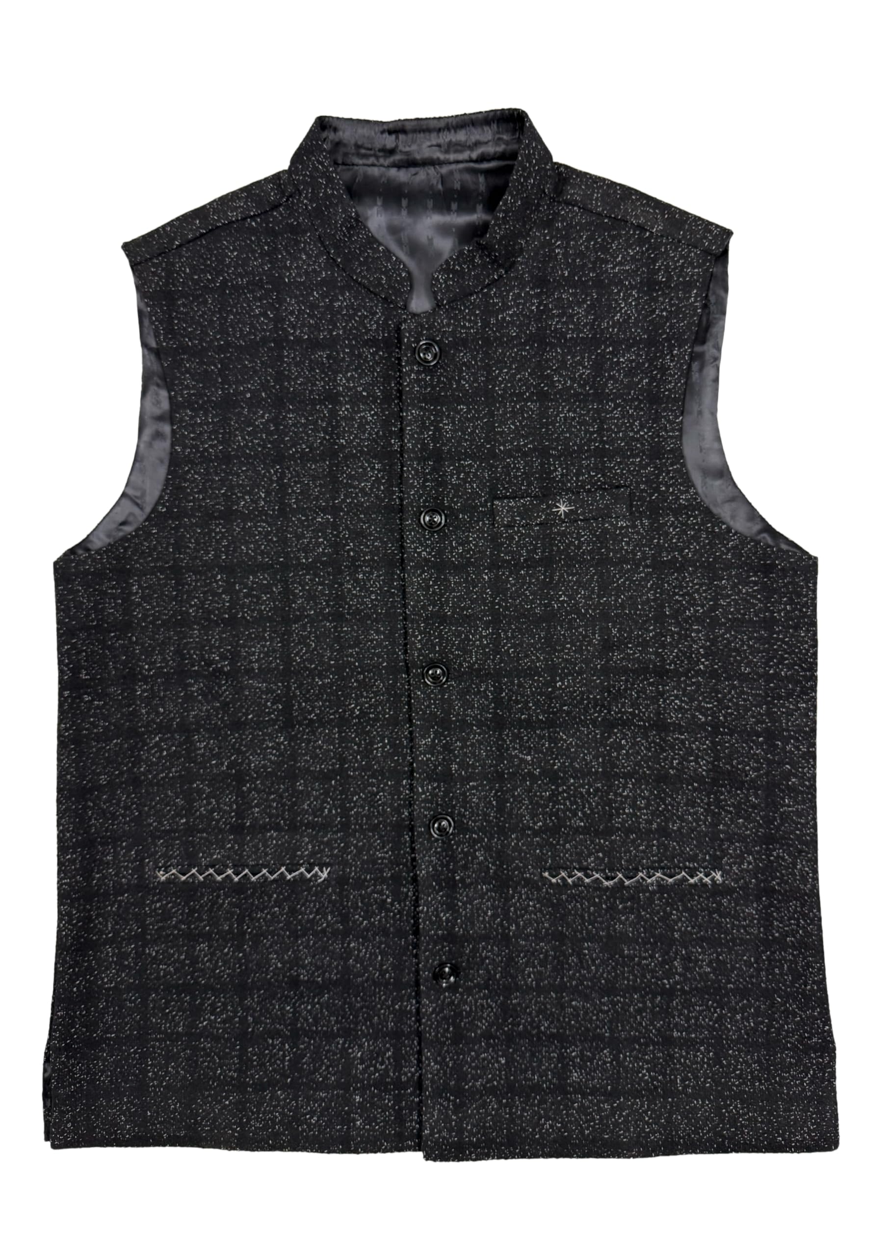 r.b.s Black Checked Classic Tweed Nehru Jacket for Men, Satin Lined-picture-41