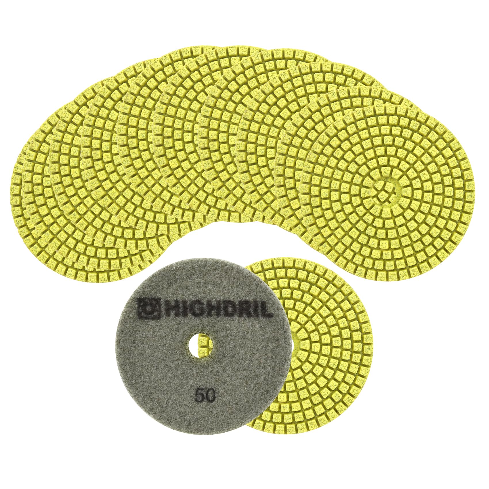 HIGHDRIL Disque de Polissage Diamant 12 Pièces - 100mm Grain #50 Humide Diamant Polissage Pads pour Marbre Granite Pierre Béton