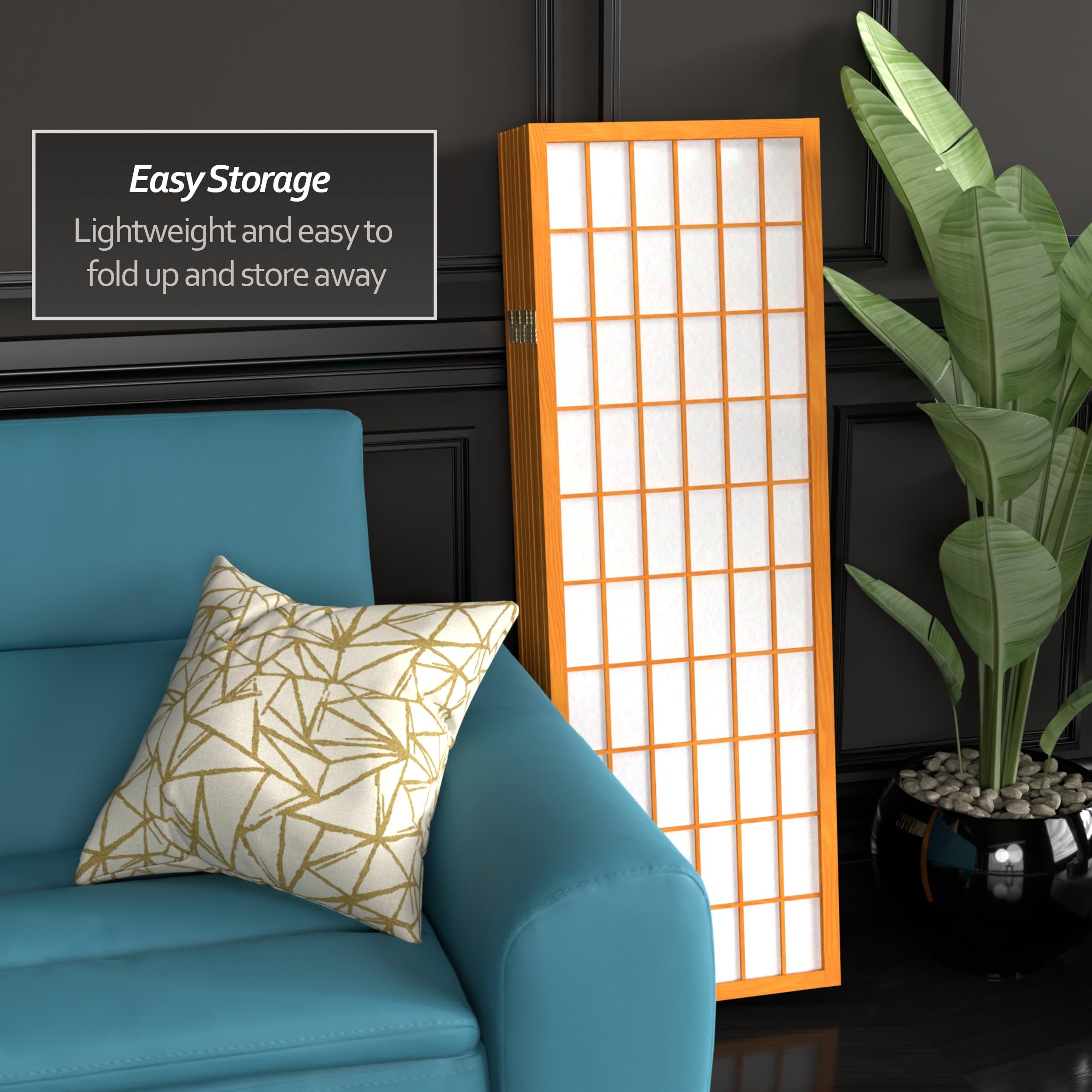 Oriental Furniture 4-feet Tall Window pane Shoji Screen, Honey 8 pannello