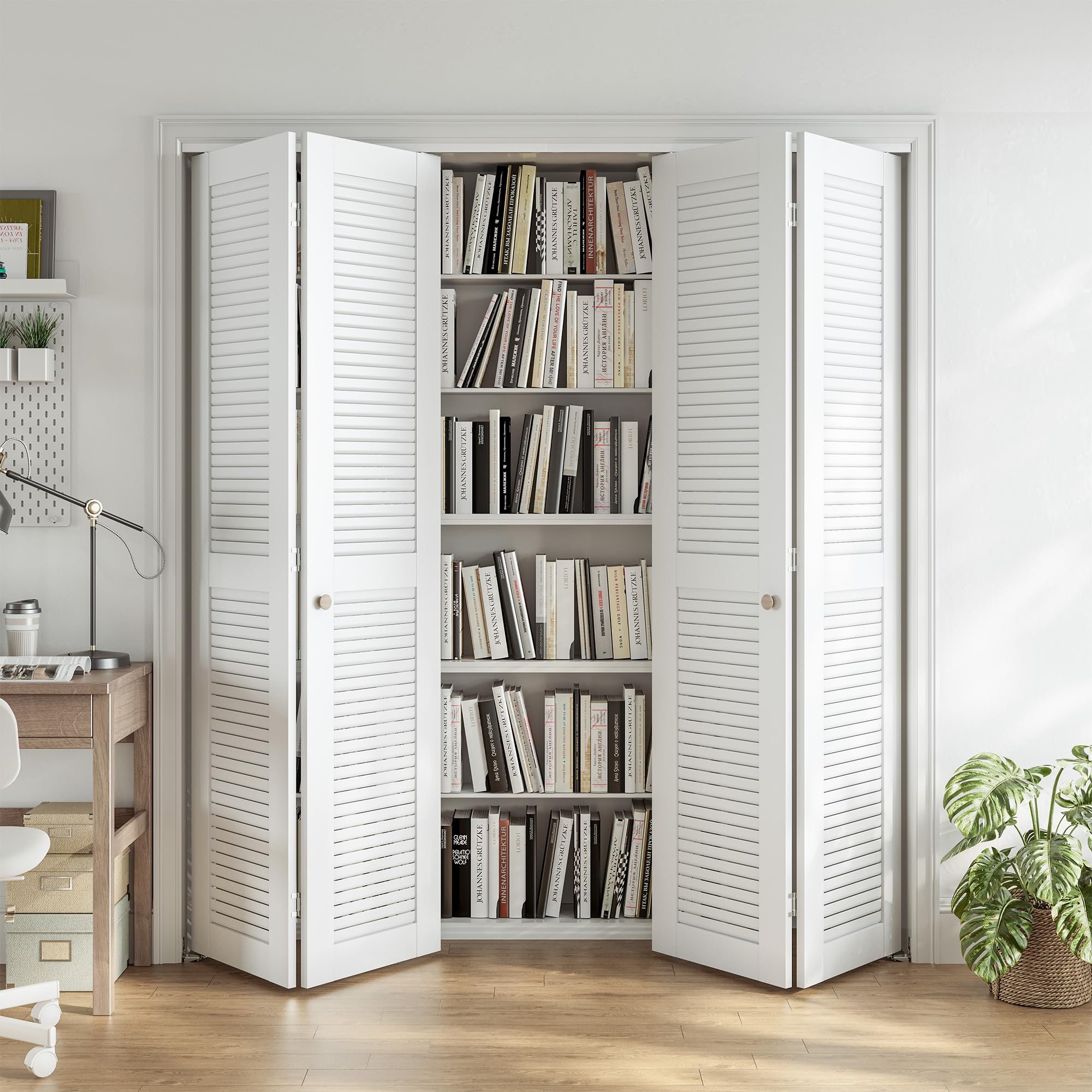 Snapklik.com : SMARTSTANDARD 72x80 Inch Louvered Bifold Closet Door