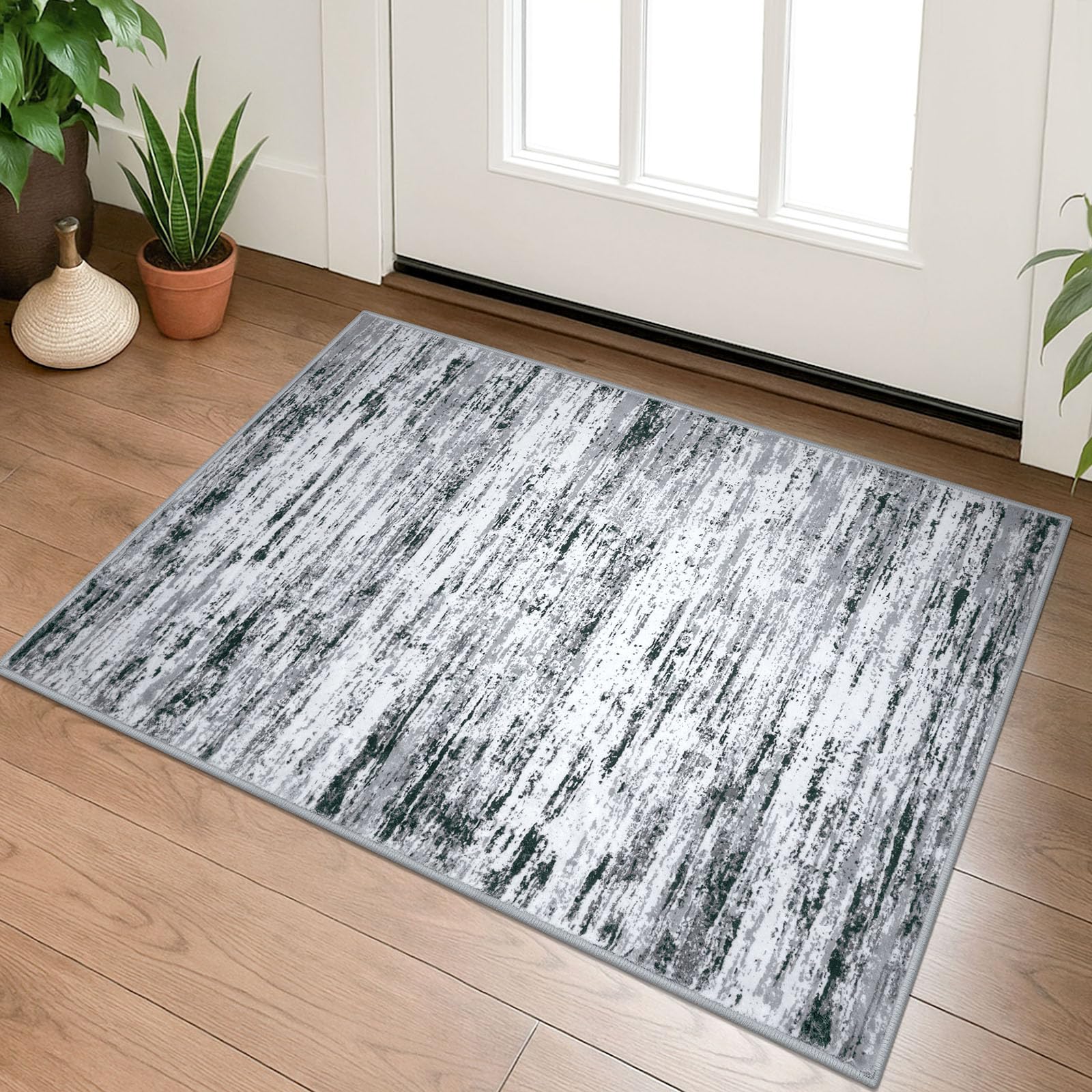Amazon.com: Lansny Modern Abstract Entryway Rug Indoor 2x3