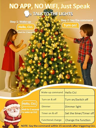 Miniatura 2 de Luces para árbol de Navidad a prueba de agua con control por voz, 480 LED, 8 pies, 16 líneas, efecto cascada con luz centelleante, cable verde, 12