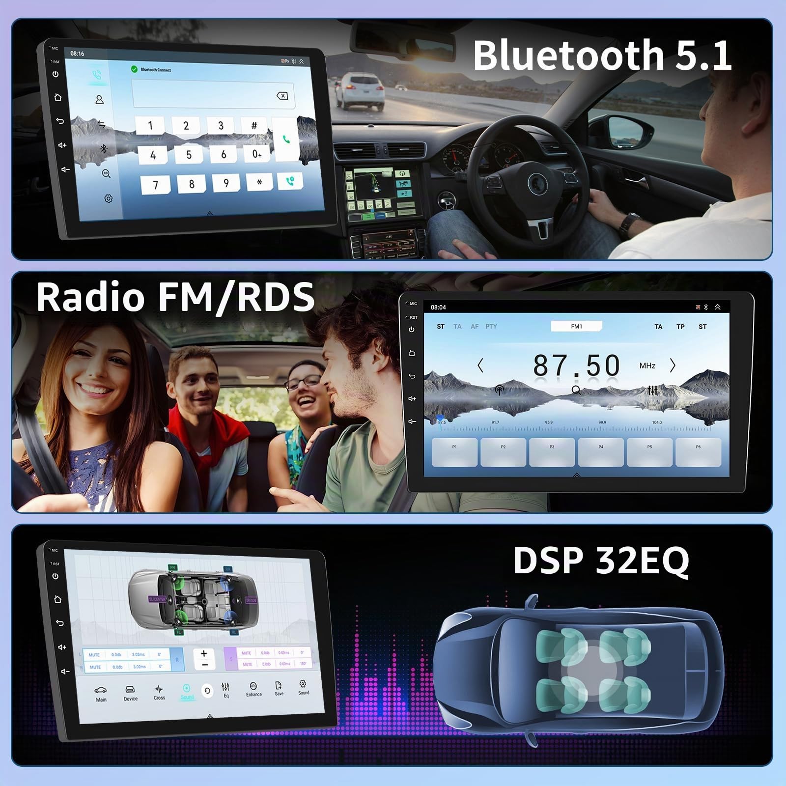 CAMECHO 4G+64G 8Core Qualcomm Android 15 Autoradio per Mercedes Benz Smart Fortwo W451 2011-2015 con Carplay Android Auto, Schermo Auto da 9 Pollici 2Din con GPS WIFI BT FM/RDS DSP SWC Retrocamera+MIC