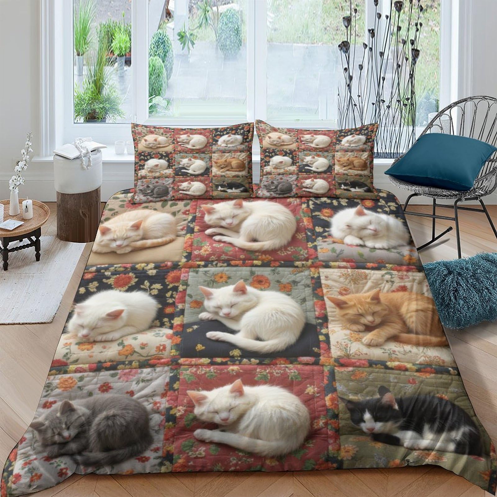 Ctjqhvkz Style-3 3D Printed Sleeping Cat Fitted Sheet Microfiber Soft Animal Pattern Bed Cover For Bedroom Guest Mattress Decor Single（135X200cm）