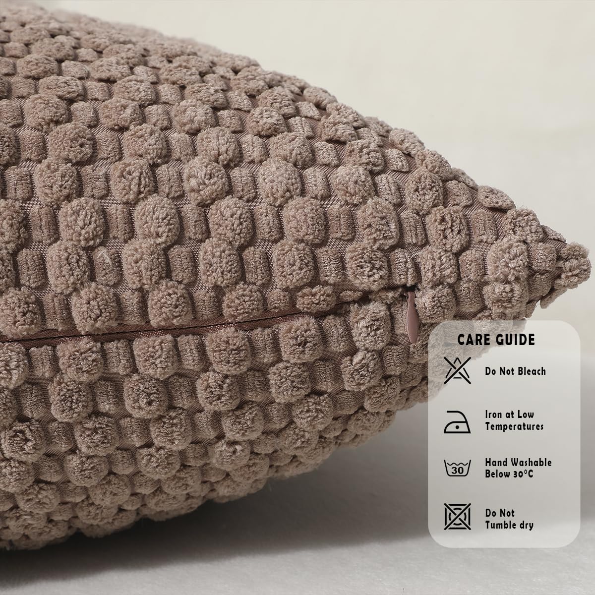 Tennove Cushion Covers 40x40cm Decorative Modern Brown Pillow Cases Pack of 2 Corduroy Boho Soft Throw Pillow Covers Square Pillowcases for Sofa Living Room Bed Home Decor - Image 4