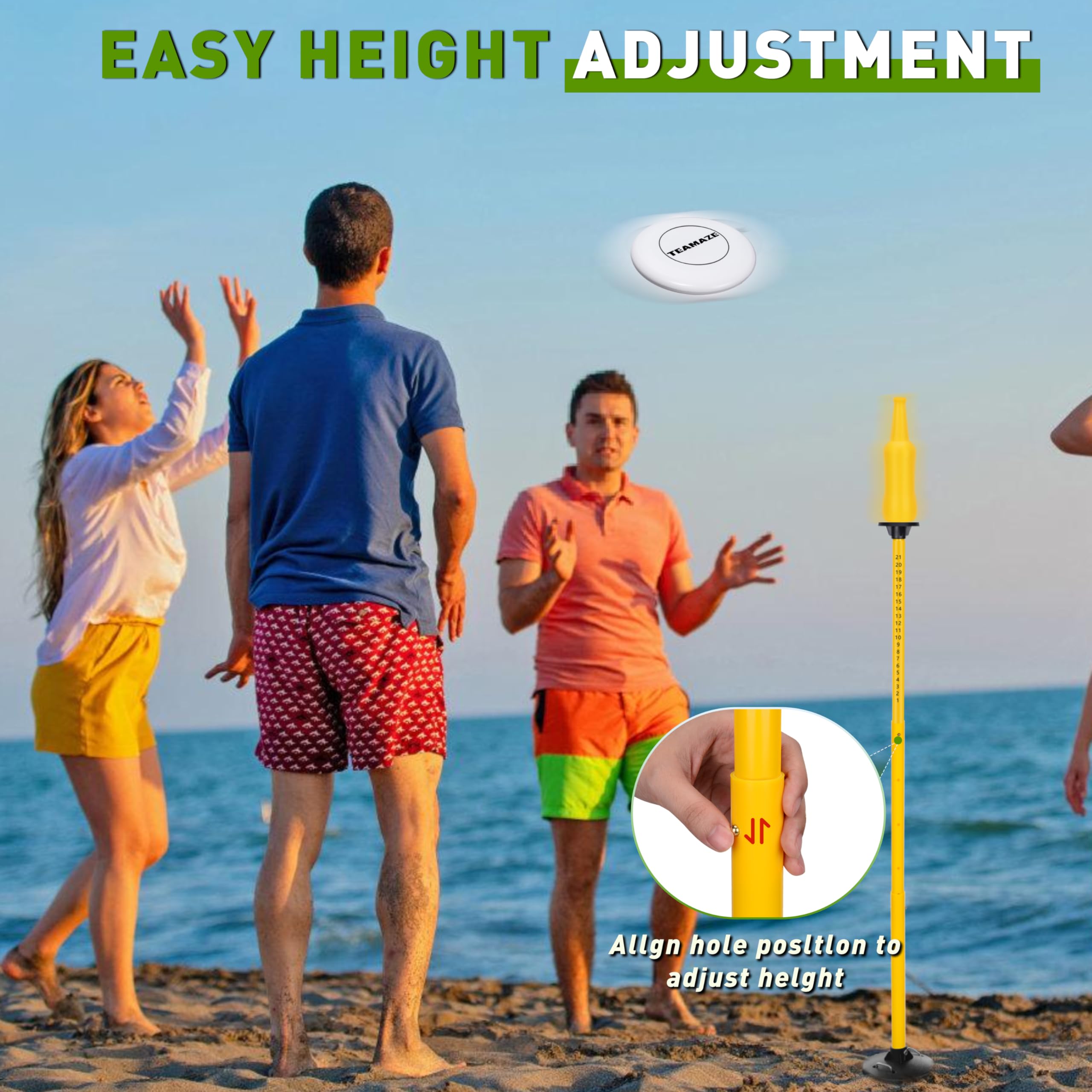 BOOSTEADY Disc Golf Set Spiel mit höhenverstellbaren Stangen und Punktezähler, Flaschenwurfspiel für Strand, Rasen und Camping, Hufeisenwerfen-Set für Partyspiele mit Familie und Freunden
