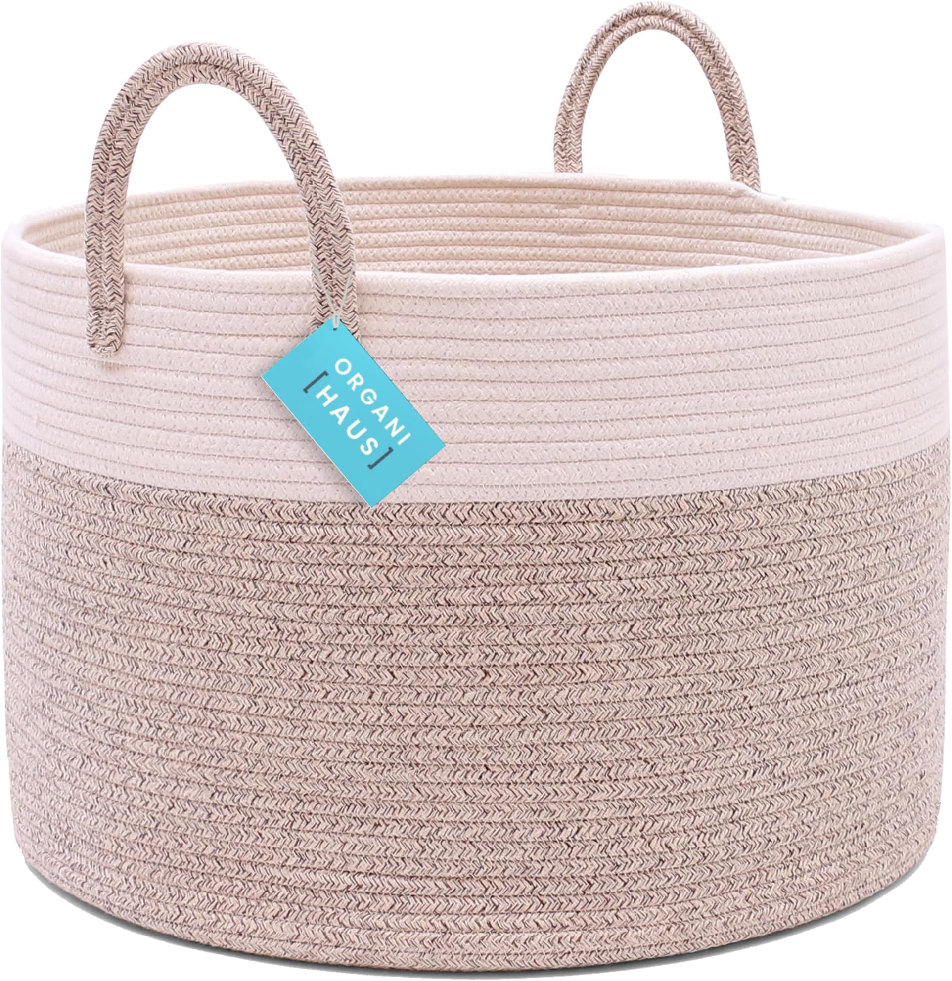 INDRESSME Extra Groß Wäschekorb Geflochten aus Baumwolle Seil Korb mit