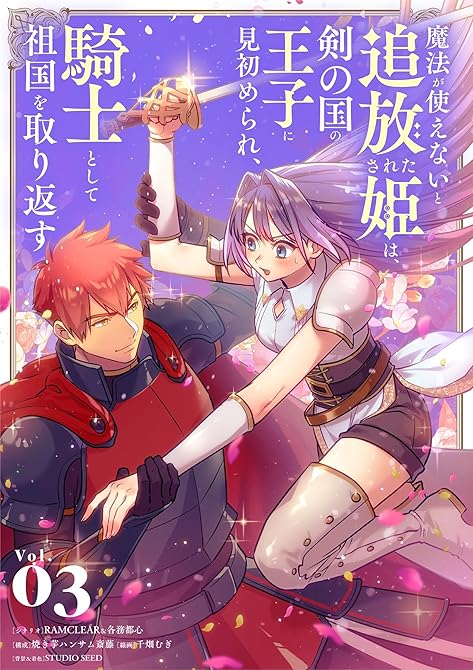『魔法が使えないと追放された姫は、剣の国の王子に見初められ、騎士として祖国を取り返す（３）』の表紙イラスト 電子書籍 漫画