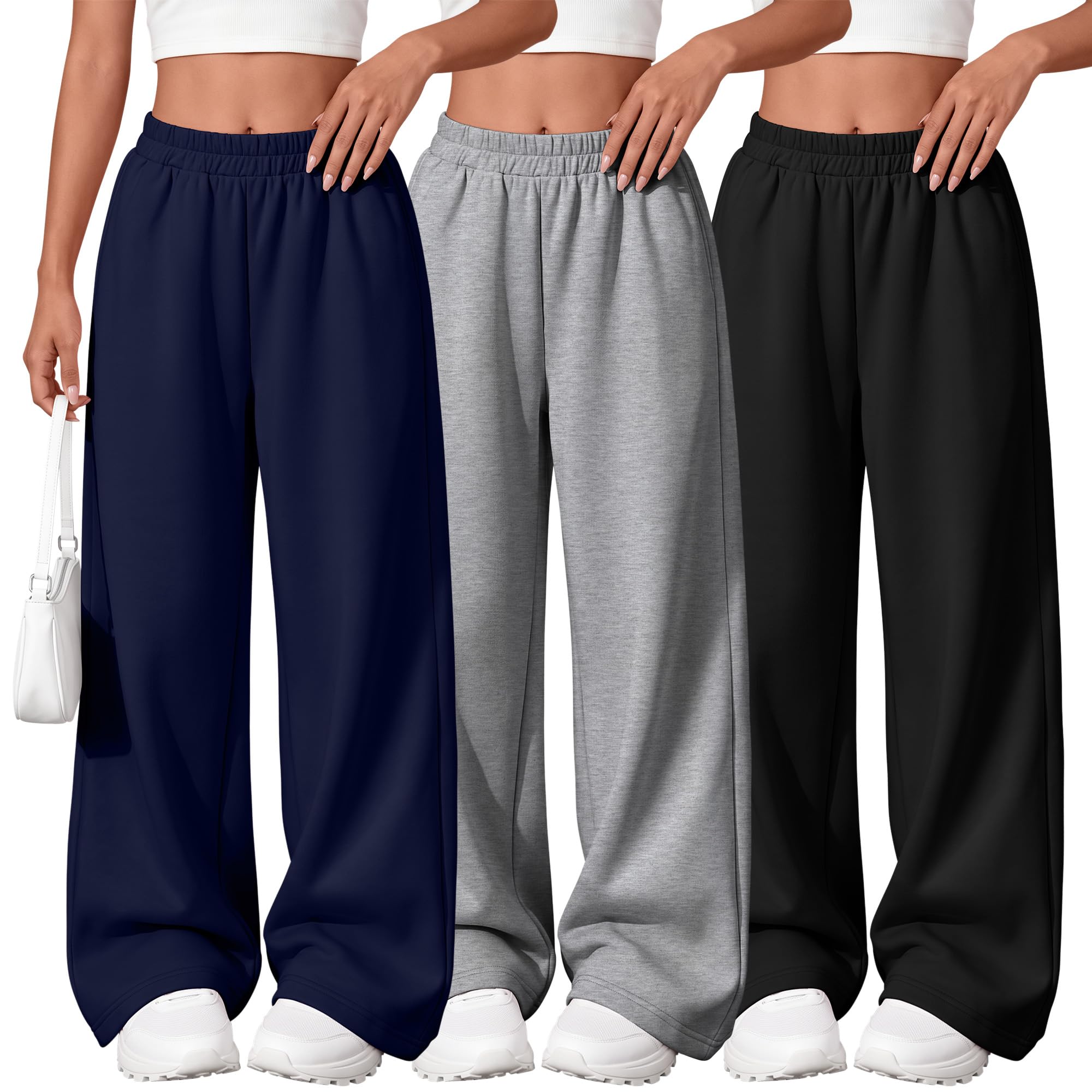 3 Pack Girls Wide Leg Sweatpants Kids Baggy Pants