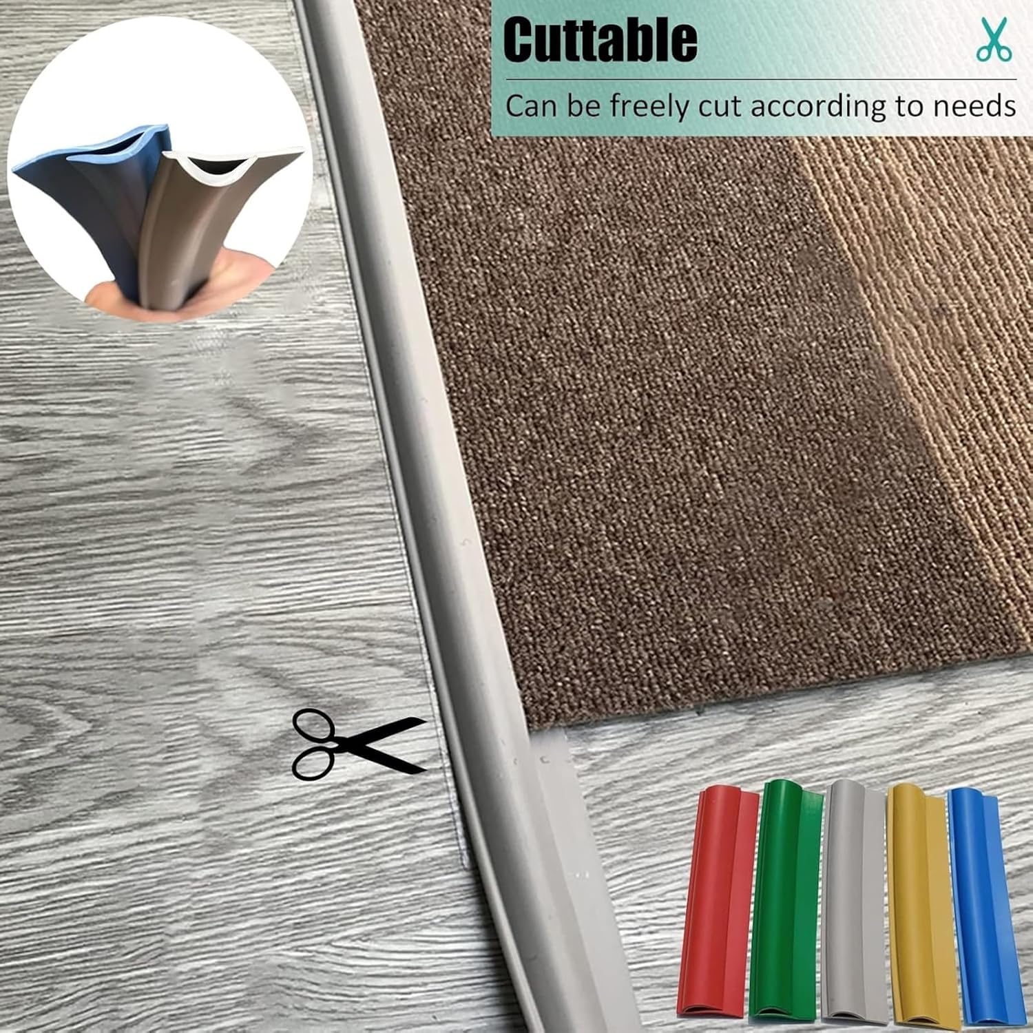 5/4/3/2/1 M Carpet Finishing Strip Long Floor Edge Protection Strip Transition Strip for Carpet Vinyl and Concrete Floors Flexible PVC