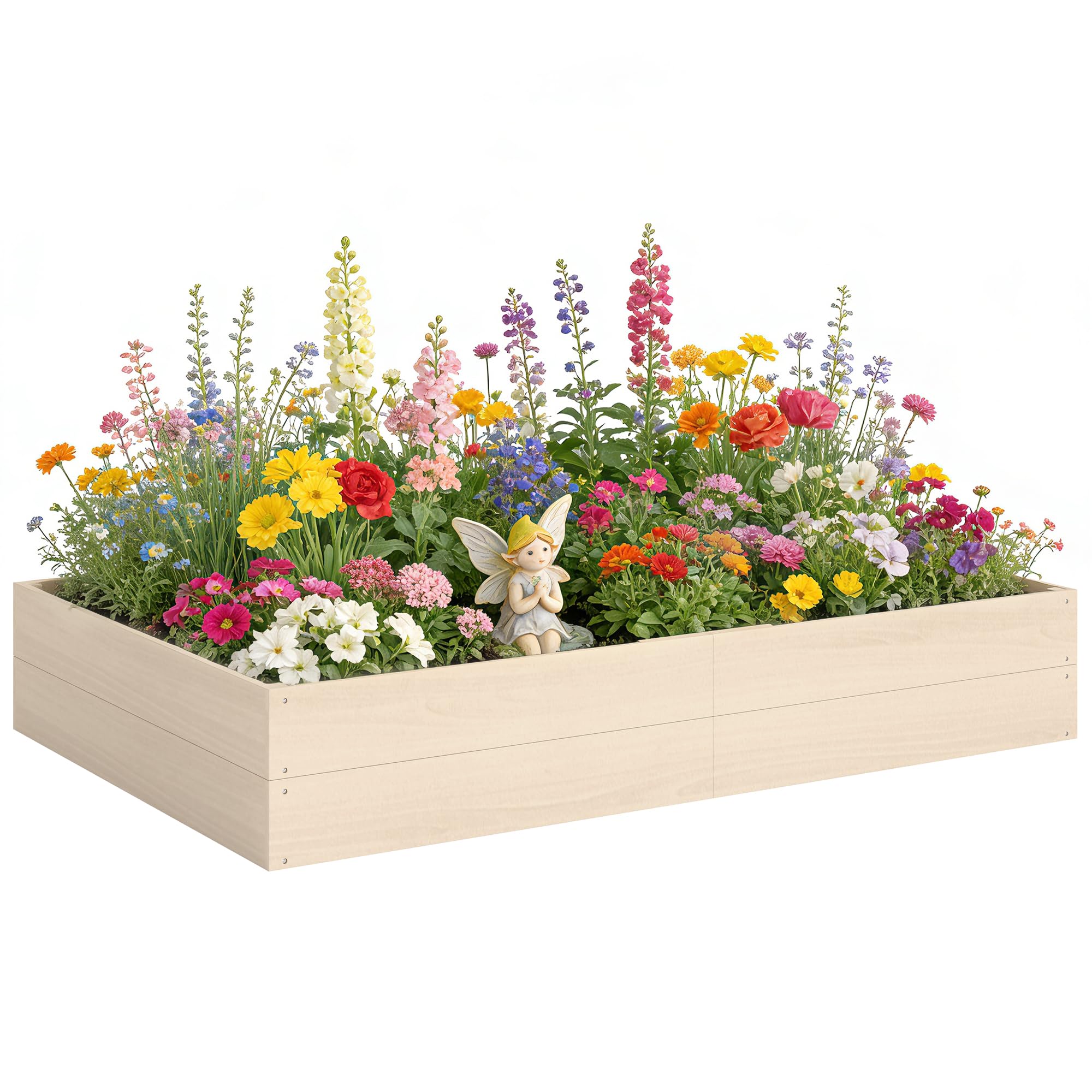 Outsunny Unisex Natural Wooden Raised Bed For Garden, 620L Raised Garden Bed In Large