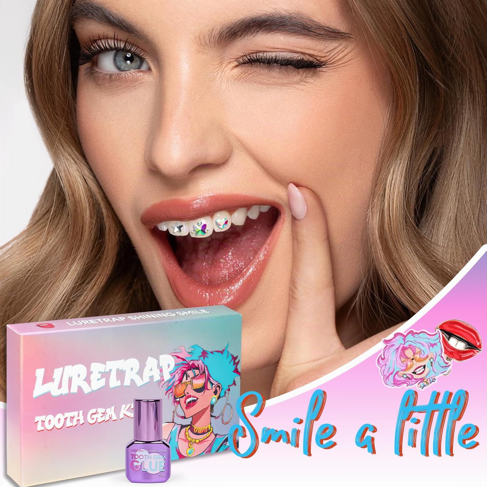 Luretrap Y2K Trendy Kit di 30 Gemme per Denti in Cristallo - Scatena il Tuo Sorriso Scintillante, NTGK-24462