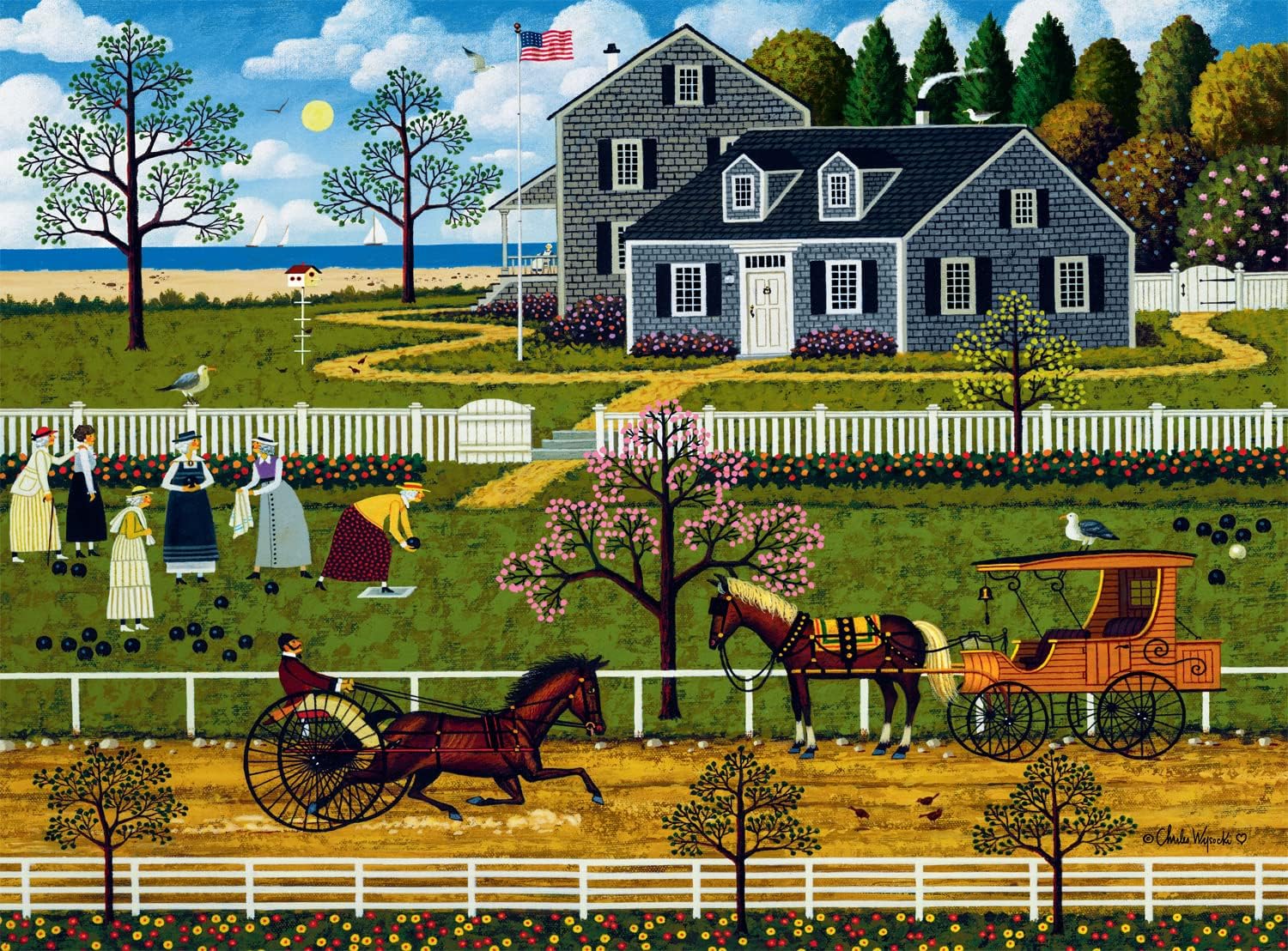 Buffalo Games - Charles Wysocki - The Boccie Ladies of Martha's Vineyard - 1000 Piece Jigsaw Puzzle - Image 2