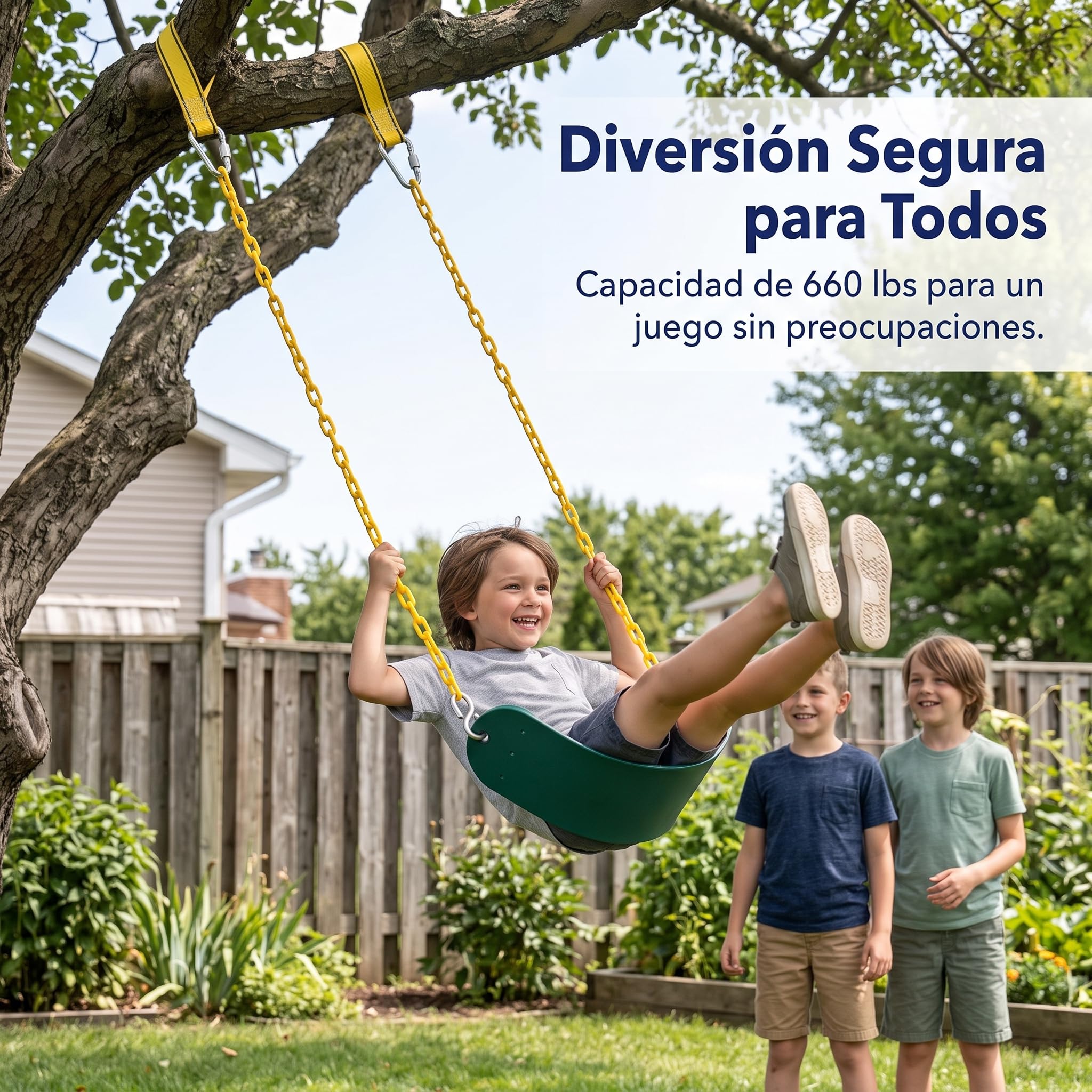 Harilla Columpio Infantil Asiento Niño Hamaca Uso Interior y Exterior Soporta 300kg Instalación Sencilla en Barra O Armazón Material EVA, Azul