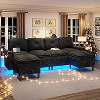 Vista 12 de HNEBC Sofás para Sala de Estar - Sofá seccional modular con chaise móvil, juego de sofá de 4 asientos con otomana, sofá en forma de L con cojines