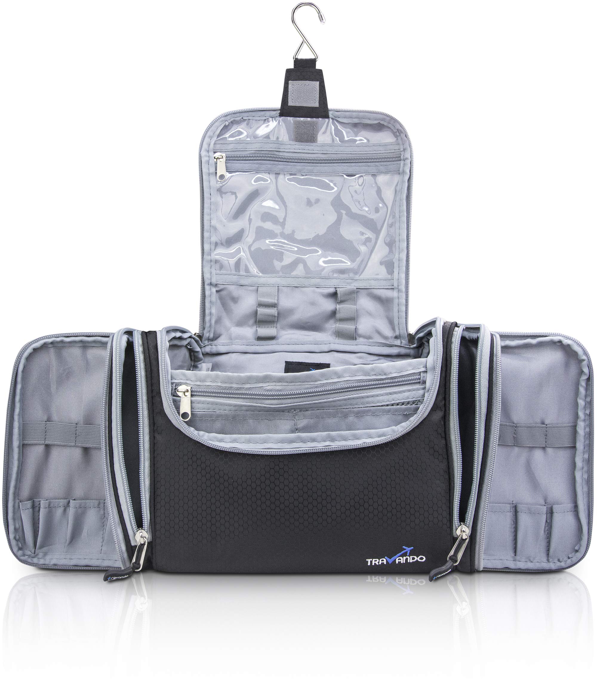 TRAVANDO Trousse de Toilette Hommes Femme Grand Format avec Crochet Maxi - 8,8 L de Volume - Sac de Voyage avec...