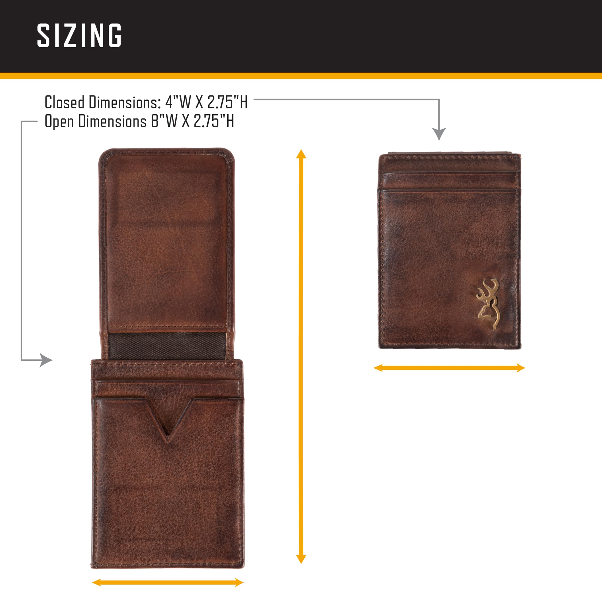 Browning Herren Rugged Brass Buck Wallets, erhältlich in Mehreren Stilen, Brass Buck